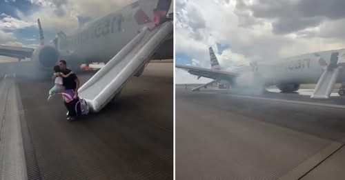 American Airlines flight engulfed in ‘a lot of smoke, fire,’ causing panicked passengers to flee via emergency slide, harrowing video shows st