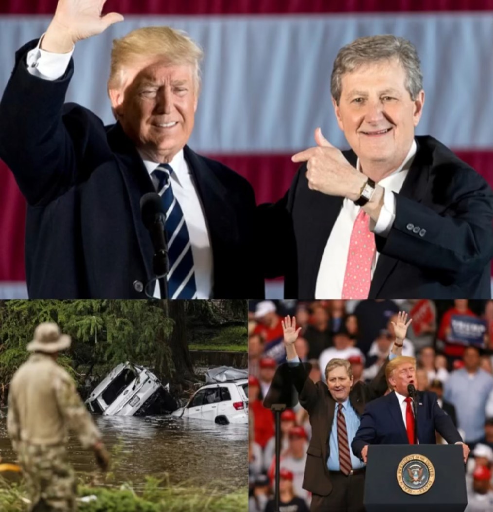 Trump and Sen. Kennedy appeared in Texas! As hundreds of thousands of people were struggling with the raging waters of the historic flood, an action by Trump and Kennedy moved them to tears, honoring the greatness of true heroes! H