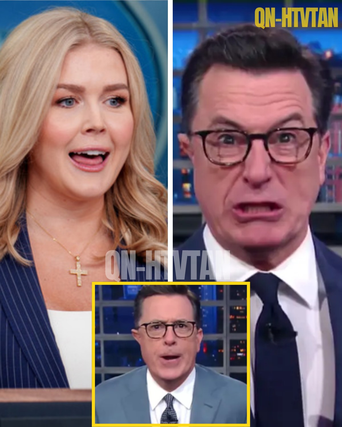 “You laughed too soon, Stephen – now let’s talk about what you’ve been avoiding.” Stephen Colbert MOCKS Karoline Leavitt on live TV – but her ICY comeback hits a nerve that wipes the SMIRK off his face and leaves the audience stunned 