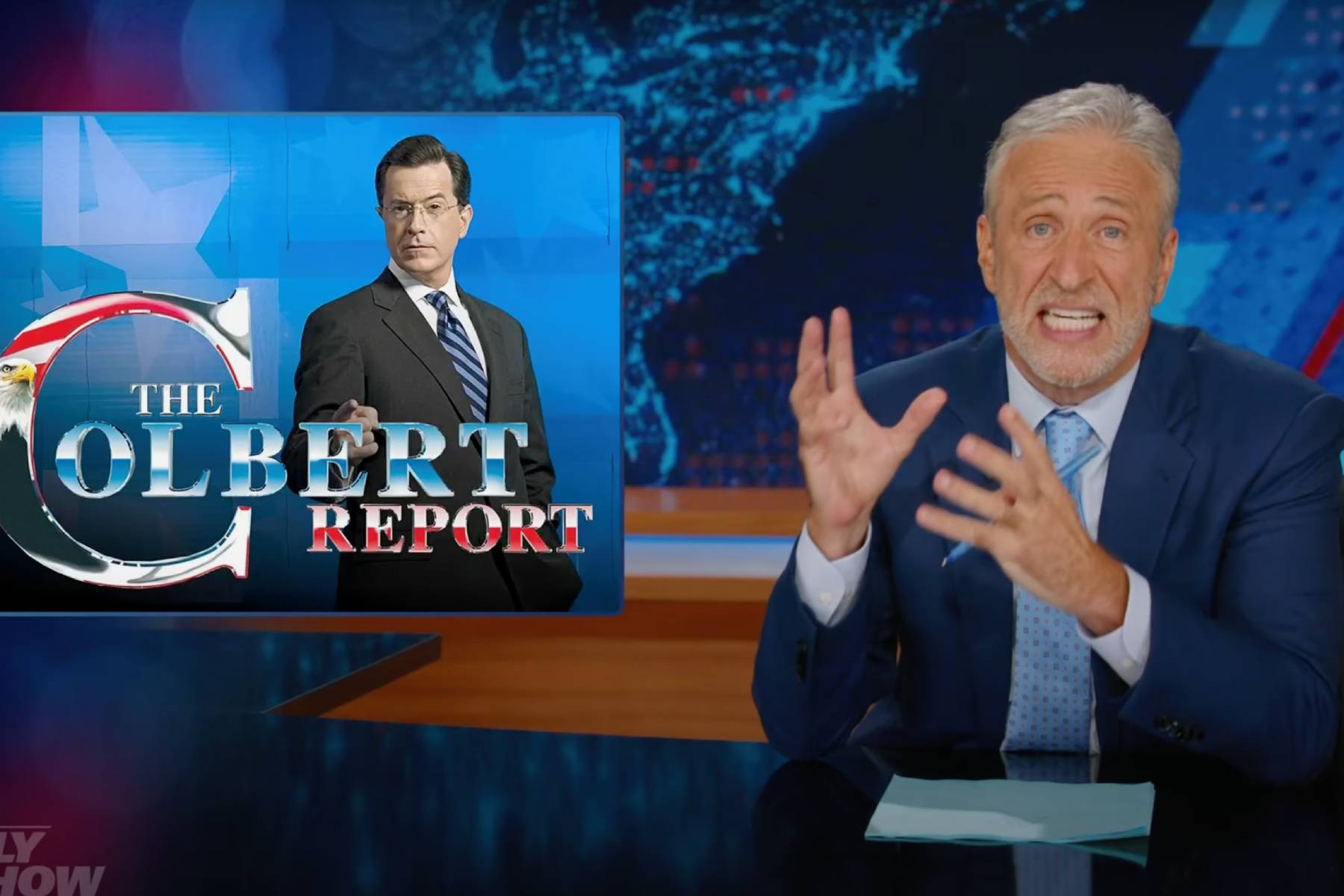 Jon Stewart đốt cháy CBS sau khi 'Chương trình muộn' bị hủy bỏ, ủng hộ Colbert