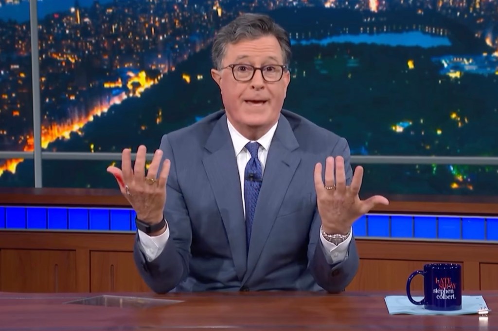 Stephen Colbert on the set of the Late Show.