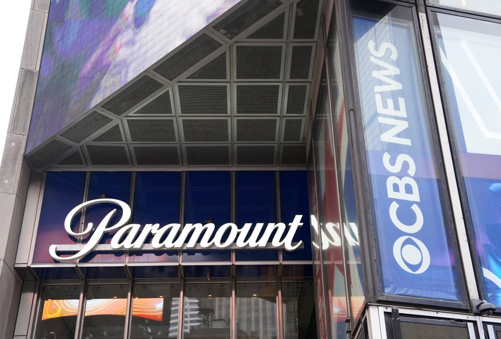 Paramount sign on a building in New York City.