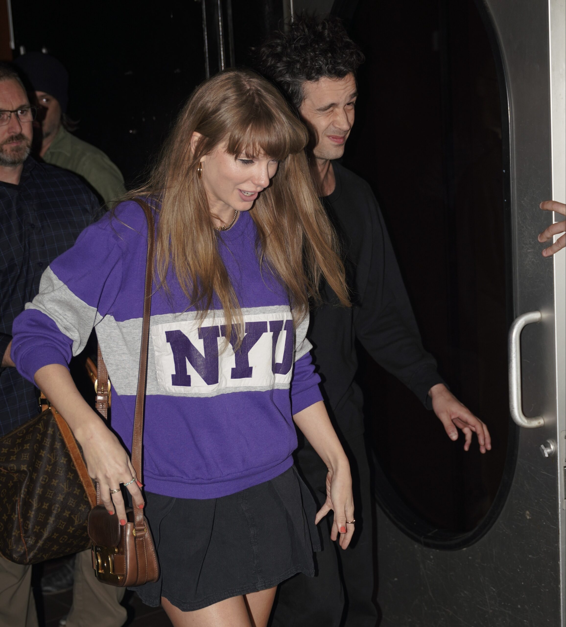 Taylor Swift and Matty Healy seen leaving 'The Electric Lady' studio in Manhattan on May 16, 2023 in New York City.