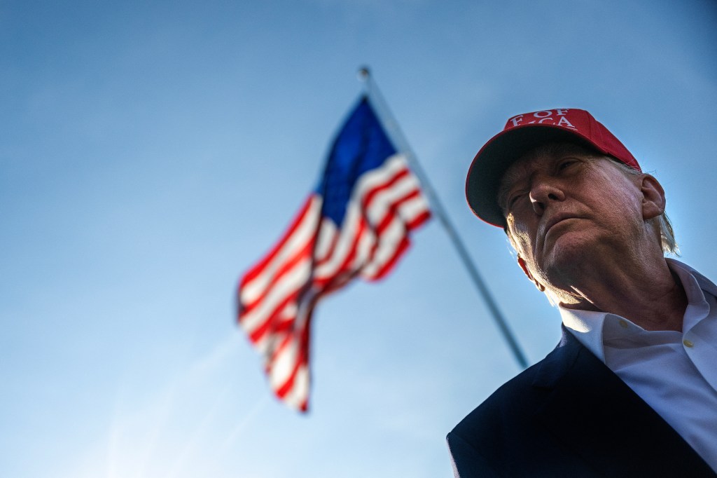 Donald Trump departing the White House.